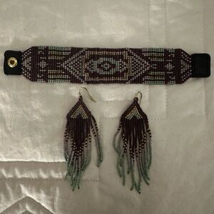Beaded bracelet with matching earrings.